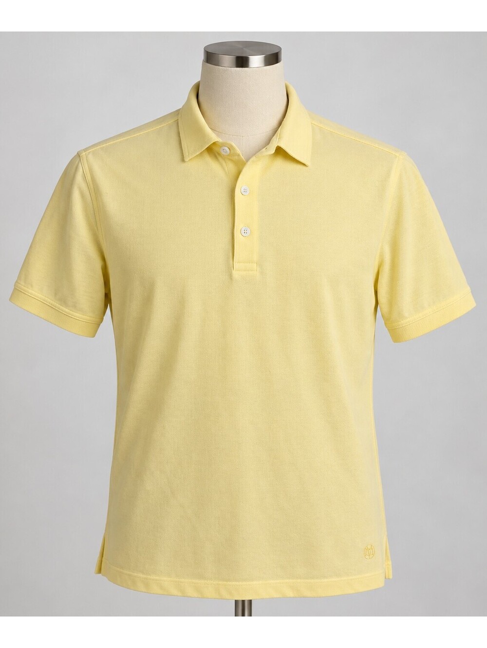 Massimo Dutti Yellow Extrafine Pique Polo Shirt Short Medium